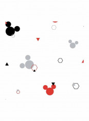Mickey Mouse Printed Wallpaper White/Red/Black 52x1000cm