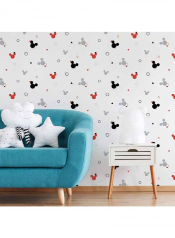 Mickey Mouse Printed Wallpaper White/Red/Black 52x1000cm