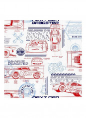 Pixar Cars Printed Wallpaper White/Red/Blue 52x1000cm
