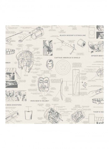 Marvel Printed Wallpaper Beige/Grey 52x1000cm