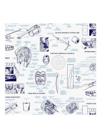 Marvel Printed Wallpaper White/Blue/Black 52x1000cm