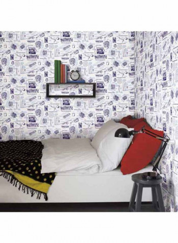Marvel Printed Wallpaper White/Blue/Black 52x1000cm
