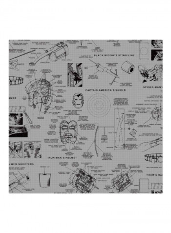 Marvel Printed Wallpaper White/Grey/Black 52x1000cm