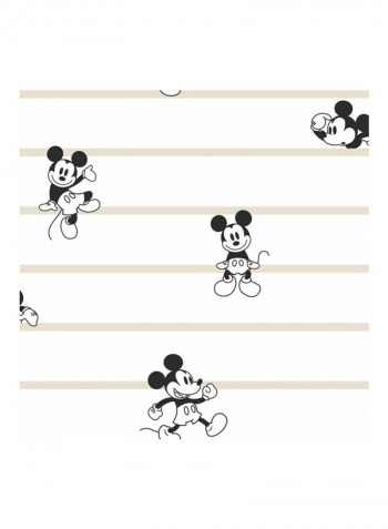 Mickey Mouse Printed Wallpaper White/Peach/Black 52x1000cm