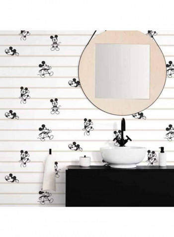 Mickey Mouse Printed Wallpaper White/Peach/Black 52x1000cm