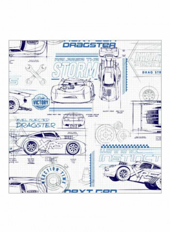 Pixar Cars Printed Wallpaper White/Blue/Purple 52x1000cm