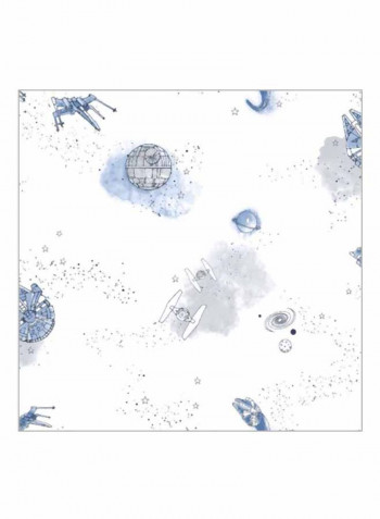 Star Wars Printed Wallpaper White/Blue/Black 52x1000cm