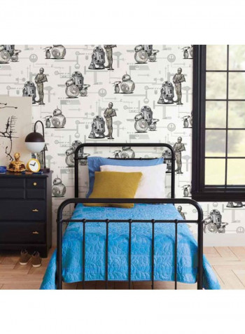 Star Wars Printed Wallpaper White/Grey/Black 52x1000cm