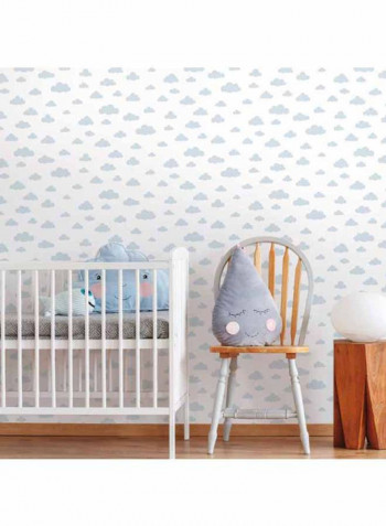 Winnie The Pooh Themed Wallpaper White/Blue 52x1000cm