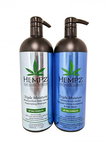 Pure Herbal Extracts Triple Moisture Herbal Replenishing Shampoo And Conditioner Set 33.8ounce