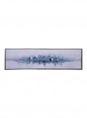 Grunge Handpainted Canvas Frame Wall Art Painting Grey/Blue 3.8x50x180centimeter
