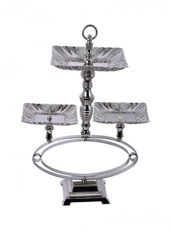 Decorative Metal Appetizer Dish Plate Tray Silver 60x41.5centimeter