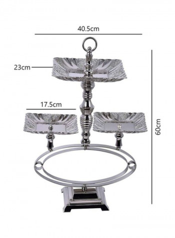 Decorative Metal Appetizer Dish Plate Tray Silver 60x41.5centimeter