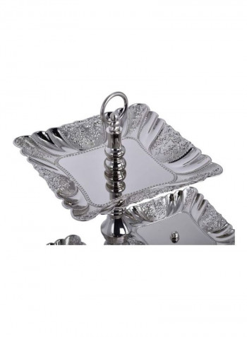 Decorative Metal Appetizer Dish Plate Tray Silver 60x41.5centimeter