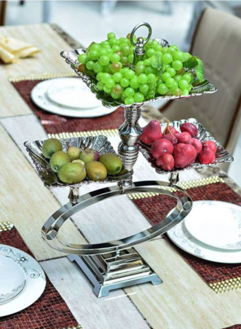 Decorative Metal Appetizer Dish Plate Tray Silver 60x41.5centimeter