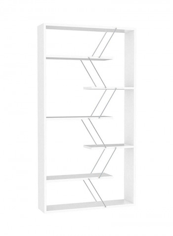 Tars Bookcase White Chrome 84 x 157 x 24centimeter