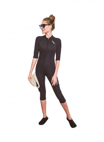 Zippered Swimsuit Black