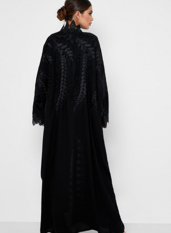 Lace Embroidered Abaya Black