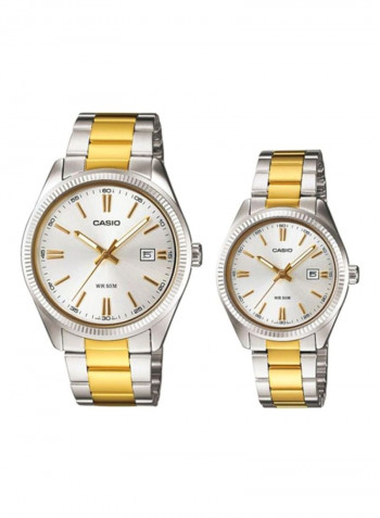 Water Resistant Analog Couple Watch Set MTP/LTP-1302SG-7AV