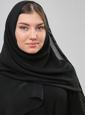 Plain Collar Neck Abaya Black