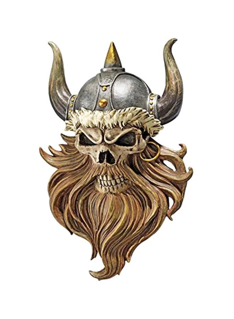 The Skull Of Valhalla Viking Warrior Wall Statue Brown/Silver/Beige 8x4x12inch