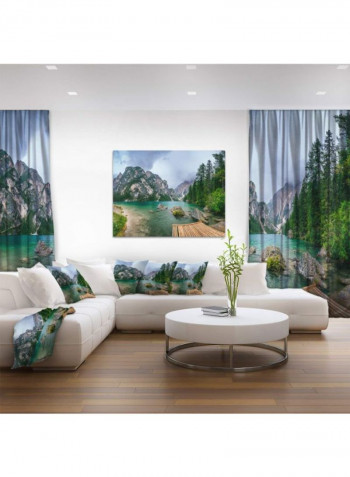 Lake Between Mountains Landscape Photo Canvas Wall Art Multicolour