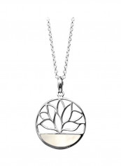 925 Sterling Silver Pearl Studded Lotus Flower Pendant Necklace