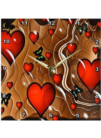 Party Hearts Printed Wall Clock Red