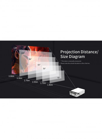 HD Projector 1080P With Stereo Surround Speakers T5 White