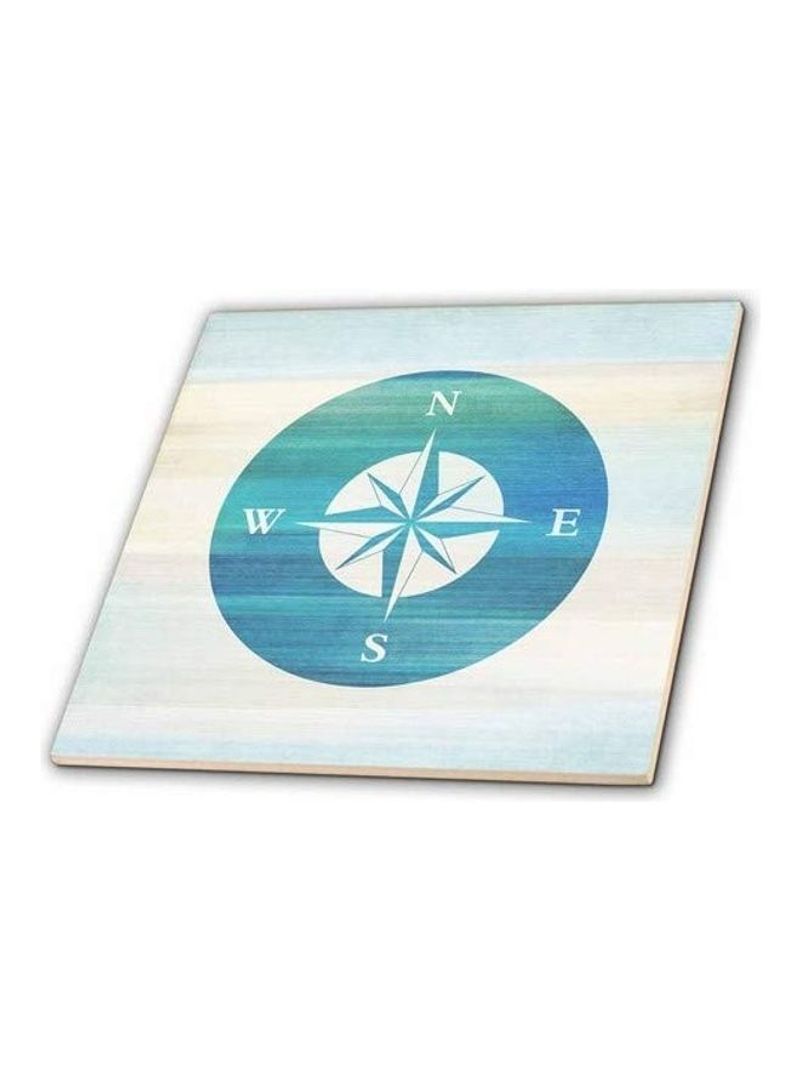 Aqua Nautical Compass Beach Theme Ceramic Tile Multicolour