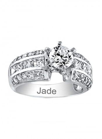 925 Sterling Silver Cubic Zirconia Studded Engagement Ring
