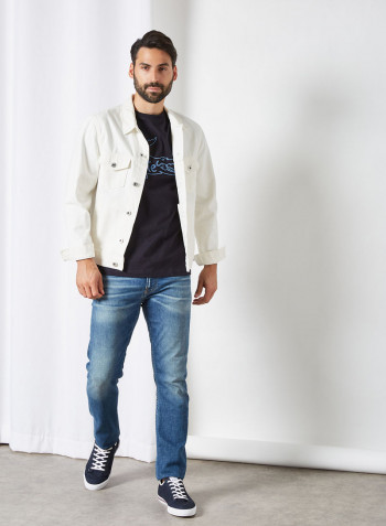 Crocodile Embroidered Cotton T-Shirt Abysm
