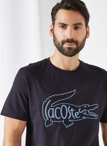 Crocodile Embroidered Cotton T-Shirt Abysm
