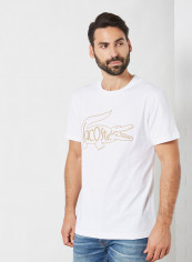 Crocodile Embroidered Cotton T-Shirt White