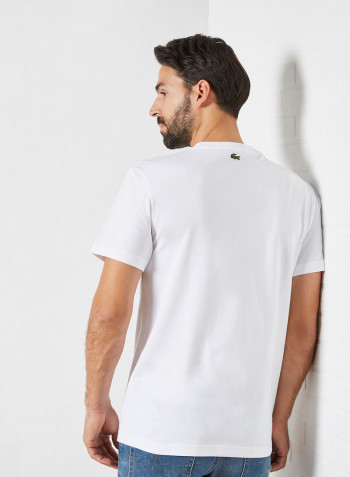 Crocodile Embroidered Cotton T-Shirt White