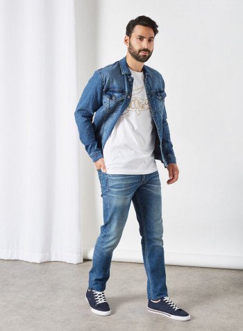 Crocodile Embroidered Cotton T-Shirt White
