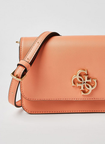 Noelle Flap Organizer Crossbody Bag Coral