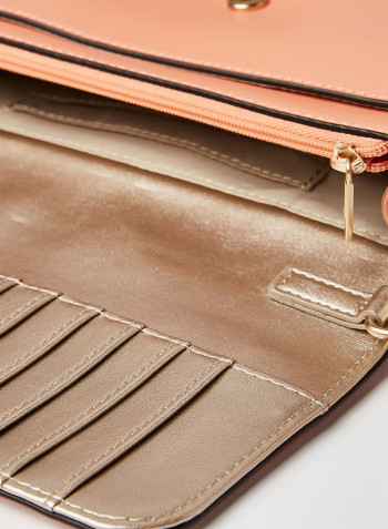Noelle Flap Organizer Crossbody Bag Coral