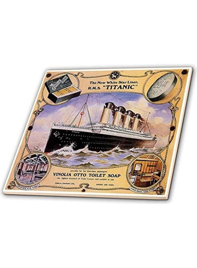 Vintage Star Line Titanic Vinolia Otto Toilet Tile Multicolour 12x12x0.25inch