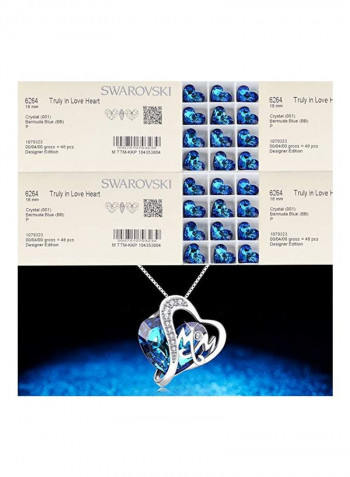 925 Sterling Silver Swarovski Studded Heart Pendant Necklace