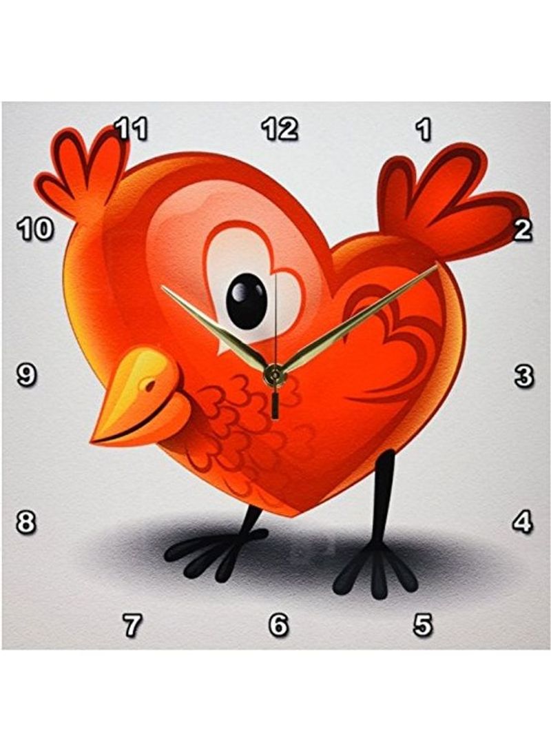 Adorable Baby Chick Shaped Like A Heart Wall Clock Multicolour 13 X 13inch