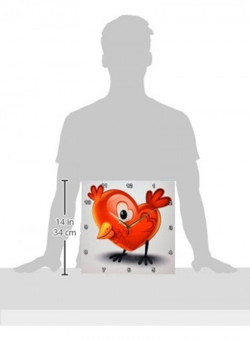Adorable Baby Chick Shaped Like A Heart Wall Clock Multicolour 13 X 13inch