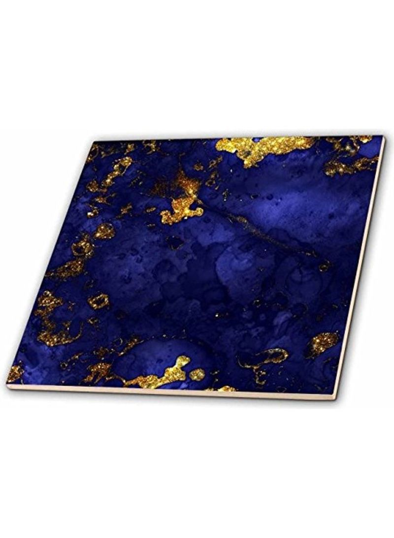 Marble Printed Decorative Tile Blue/Gold