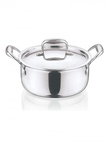 Stainless Steel Saucepan With Lid Silver 3L