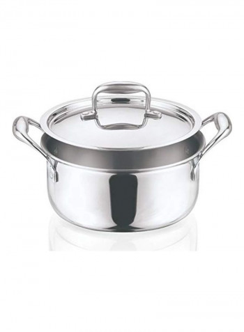 Stainless Steel Saucepan With Lid Silver 3L