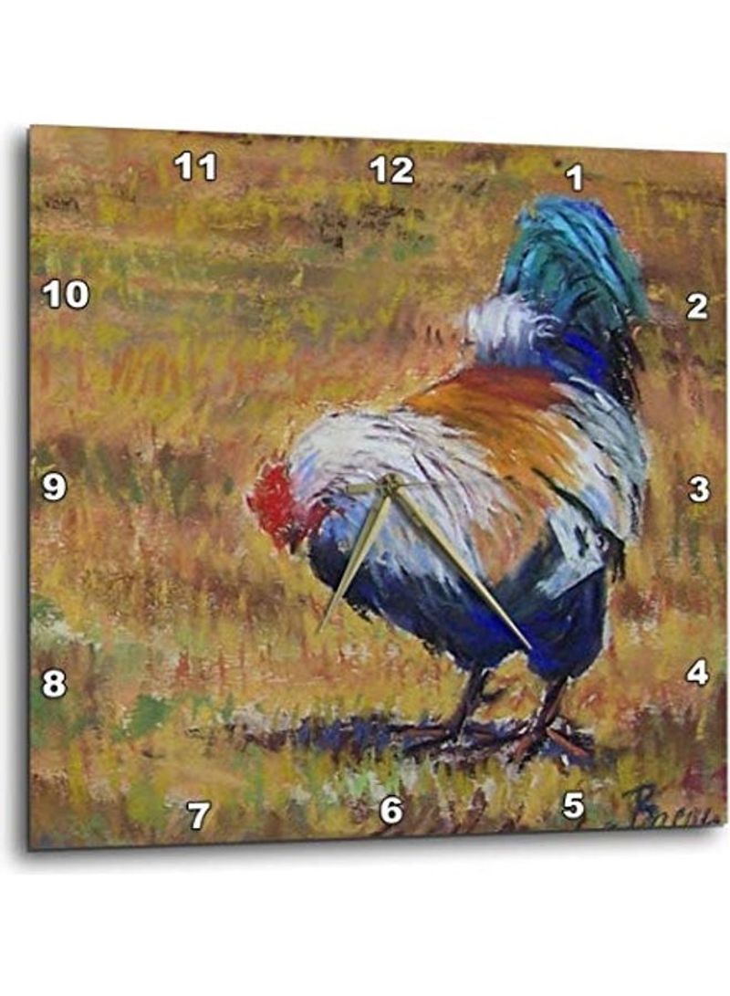 Barnyard Rooster Printed Analog Wall Clock Multicolour 10x10x0.1inch