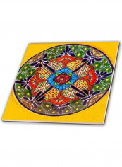 Floral Art Printed Decorative Tile Yellow/Green/Red
