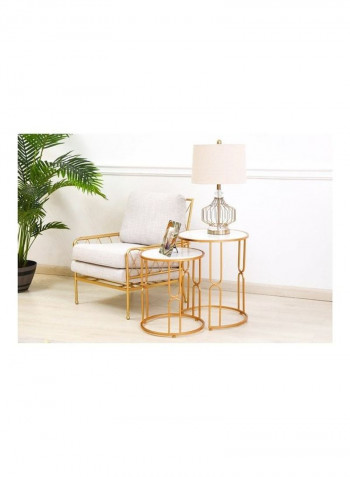 2-Piece Sasaki End Table Set Golden/White