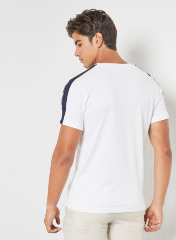 Cotton Blend T-Shirt White/Navy Blue