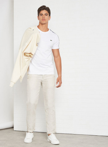 Cotton Blend T-Shirt White/Navy Blue